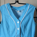 Vente au détail: robe vintage bleu turquoise à petits pois blancs