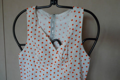 Vente au détail: robe vintage blanche pois oranges