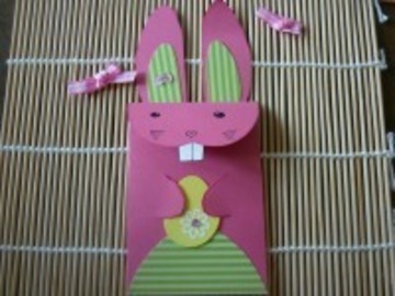 Vente au détail: Enveloppe de lapin de Pâques rose entièrement fait-main, fle