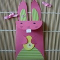 Vente au détail: Enveloppe de lapin de Pâques rose entièrement fait-main, fle