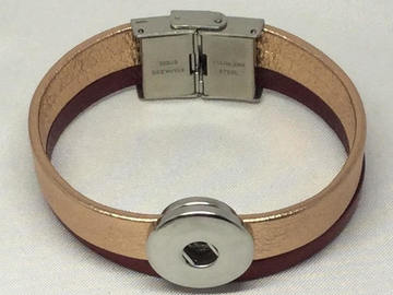 Sale retail: Bracelet en cuir métallisé pour bouton pression de 18mm