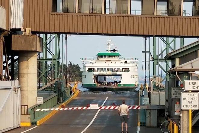 Bainbridge Island WA, Park One Block from Ferry to Seattle.