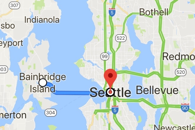 Bainbridge Island WA, Park One Block from Ferry to Seattle.