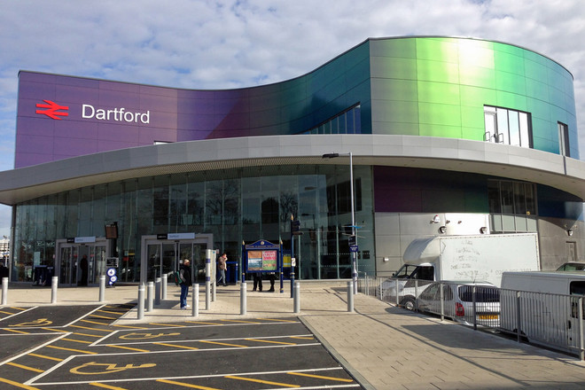 London UK, Dartford Parking Space steps from Bars and Trains