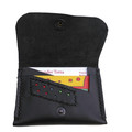Vente au détail: Porte carte en cuir noir avec  touche de couleur