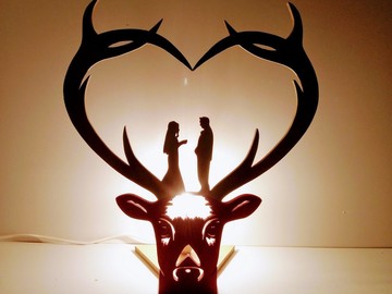 Vente au détail: Lampe cerf bois en forme de coeur