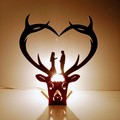 Vente au détail: Lampe cerf bois en forme de coeur