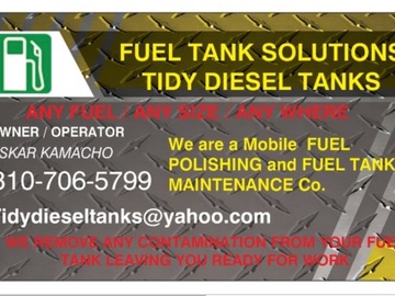 Offering: Fuel polishing tank cleaning 