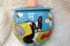 Selling: Hand Painted BOSTON TERRIER Ceramic Cookie Jar