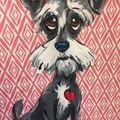 Selling: Original Hand Painted Pillow featuring  whimsical Schnauzer 