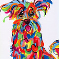 Selling: Hand Painted Whimsical Dog Art on Canvas, Ready to Hang