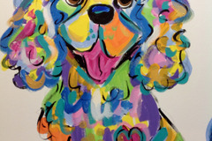 Selling: Dog painting  on Canvas in Whimsical Colors