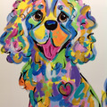 Selling: Dog painting  on Canvas in Whimsical Colors