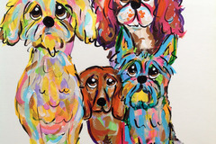 Selling: Dog painting on Canvas in Whimsical Colors 