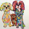 Selling: Dog painting on Canvas in Whimsical Colors 