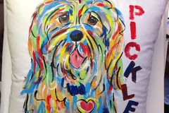 Selling: Hand Painted Original Dog PILLOW by Debby Carman
