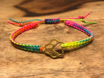 Selling: Tie Dye Macrame Paw Print Bracelet
