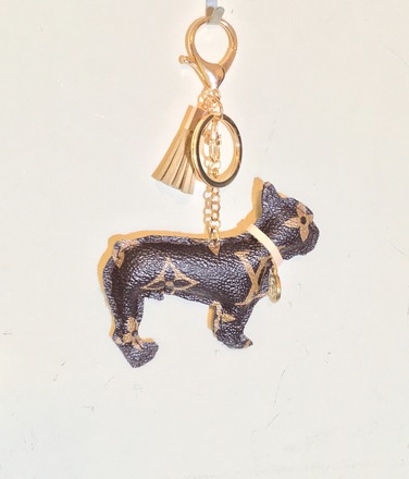 Fluffy French Bulldog keychain and bag charm or car charm - BarkYours