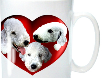 Selling: Bedlington Terrier Mug, 3 Cute Bedlingtons in a Red Heart