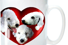 Selling: Bedlington Terrier Mug, 3 Cute Bedlingtons in a Red Heart