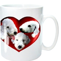 Selling: Bedlington Terrier Mug, 3 Cute Bedlingtons in a Red Heart