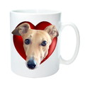 Selling: Fawn Greyhound Mug, 3 cute Fawn Greyhounds in Red Hearts