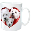 Selling: West Highland White Terrier Mug with 3 Westies in a Heart