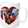 Selling: Staffordshire Bull Terrier Mug with 4 cute Staffies in Heart