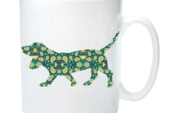 Selling: Basset Hound Mug with Paisley Basset Silhouette Basset Hound