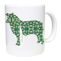 Selling: Border Collie Mug shows Border Collie in Paisley Silhouette