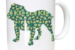 Selling: Bulldog Mug with English Bulldog Paisley Silhouette Design