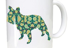 Selling: French Bulldog Mug with Paisley French Bulldog Silhouettes