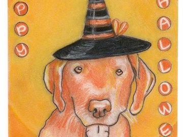 Selling: Labrador Art Halloween Greeting Card