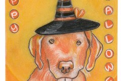 Selling: Labrador Art Halloween Greeting Card