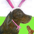 Selling: Easter Bunny Imposter Labrador Greeting Easter Card