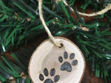 Selling: Paw Print Small Cherry Wood Ornament