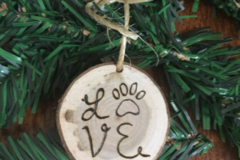 Selling: Love Paw Small Cherry Wood Christmas Ornament