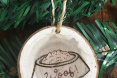 Selling: Dog Bowl Small Wood Christmas Ornament