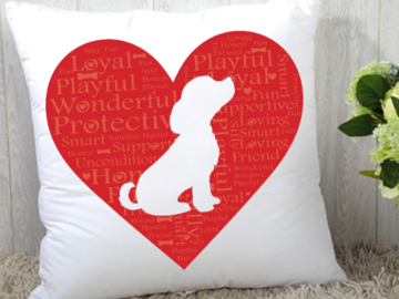 Selling: "I Heart My Dog" Statement Pillow