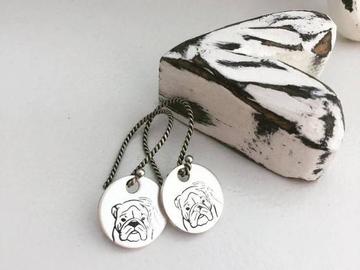Selling: Hand Stamped English Bulldog Sterling Silver Earrings