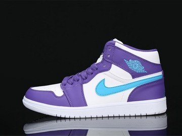 Vente avec paiement en ligne: Femme/Homme Nike Air Jordan 1 Violet/Blanc