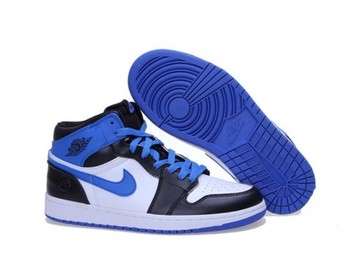 Vente avec paiement en ligne: Femme/Homme Nike Air Jordan 1 Blanc/Bleu/Noir