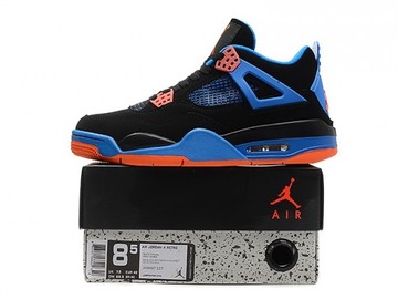 Vente avec paiement en ligne: Femme/Homme Nike Air Jordan 4 Retro Noir/Bleu