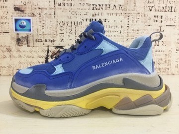 Vente avec paiement en ligne: Femme/Homme Balenciaga Triple-S 17FW Sneaker Bleu/Jaune