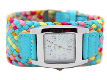Vente avec paiement en ligne: multicolore tissage montre femme montre à quartz, Discount