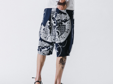 Vente avec paiement en ligne:  Chinois Style Floral Pantalon Hommes Qualité Coton et Lin