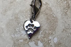 Selling: Sterling Silver Heart Paw Print Charm with Clasp.