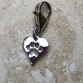 Selling: Sterling Silver Heart Paw Print Charm with Clasp.