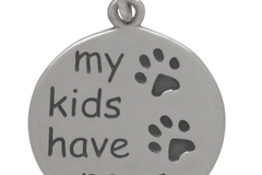 Selling: Sterling Silver Message Pendant - My Kids Have Paws