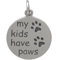 Selling: Sterling Silver Message Pendant - My Kids Have Paws